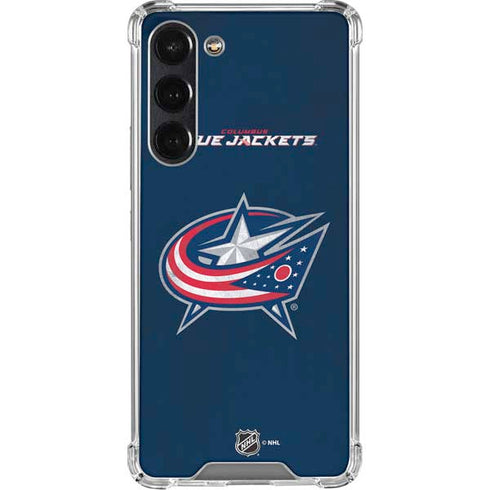 NHL Columbus Blue Jackets Distressed Galaxy S24 FE Clear Case