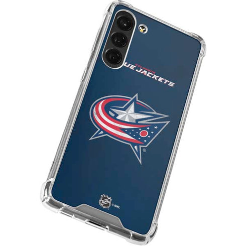 NHL Columbus Blue Jackets Distressed Galaxy S24 FE Clear Case