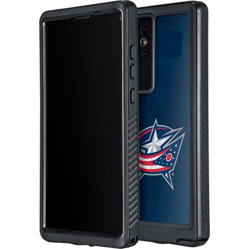 NHL Columbus Blue Jackets Distressed Galaxy S24 Ultra Waterproof Case