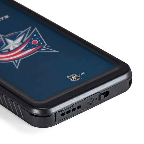 NHL Columbus Blue Jackets Distressed Galaxy S24 Waterproof Case