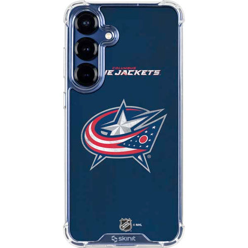 NHL Columbus Blue Jackets Distressed Galaxy S25 Clear Case