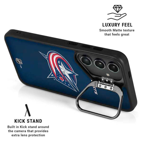 NHL Columbus Blue Jackets Distressed Galaxy S25 FE Kickstand Case
