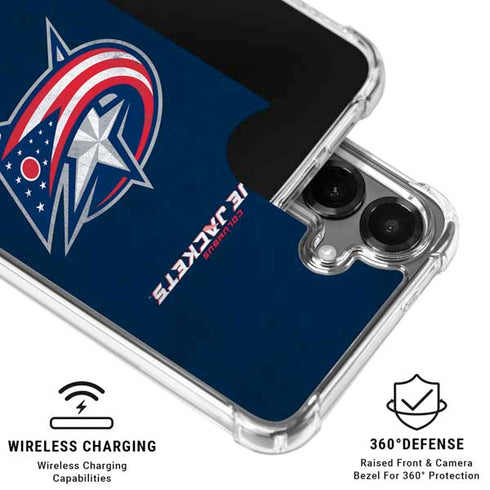 NHL Columbus Blue Jackets Distressed Galaxy S26 Plus Clear Case