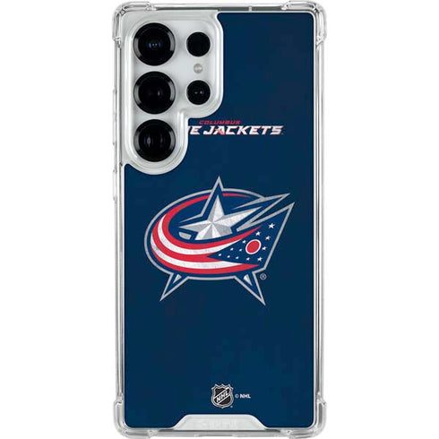NHL Columbus Blue Jackets Distressed Galaxy S26 Ultra Clear Case