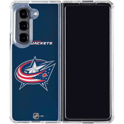 NHL Columbus Blue Jackets Distressed Galaxy Z Fold5 5G Clear Case