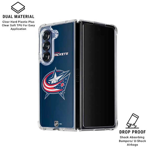 NHL Columbus Blue Jackets Distressed Galaxy Z Fold7 Clear Case