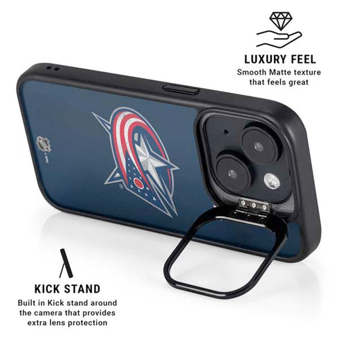 NHL Columbus Blue Jackets Distressed iPhone 14 Kickstand Case