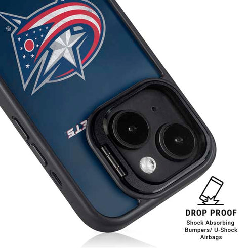 NHL Columbus Blue Jackets Distressed iPhone 14 Kickstand Case