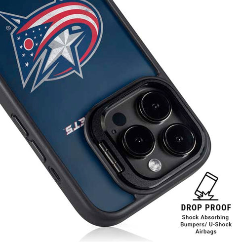NHL Columbus Blue Jackets Distressed iPhone 14 Pro Max Kickstand Case