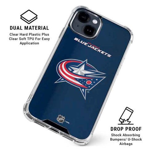 NHL Columbus Blue Jackets Distressed iPhone 15 Clear Case