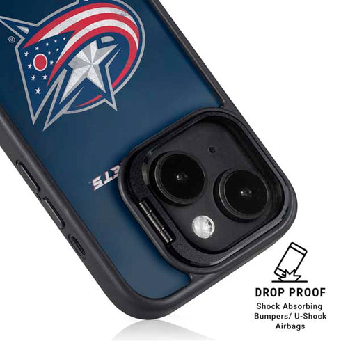 NHL Columbus Blue Jackets Distressed iPhone 15 Kickstand Case
