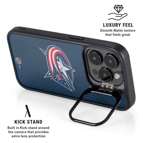 NHL Columbus Blue Jackets Distressed iPhone 15 Pro Max Kickstand Case