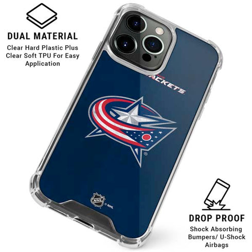 NHL Columbus Blue Jackets Distressed iPhone 16 Pro Max Clear Case