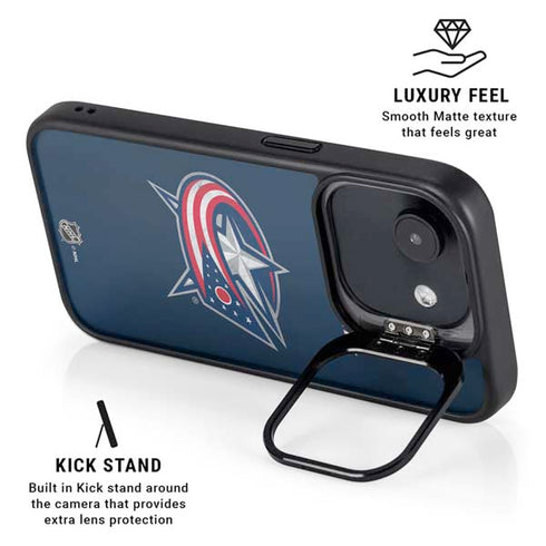 NHL Columbus Blue Jackets Distressed iPhone 16e Kickstand Case