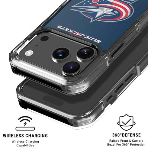 NHL Columbus Blue Jackets Distressed iPhone 17 Pro Max Clear Case