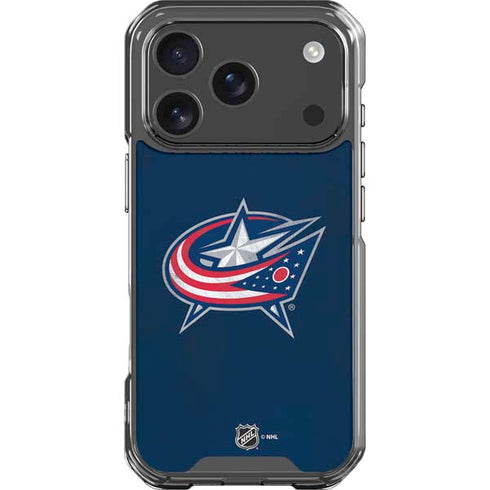 NHL Columbus Blue Jackets Distressed iPhone 18 Pro Clear Case