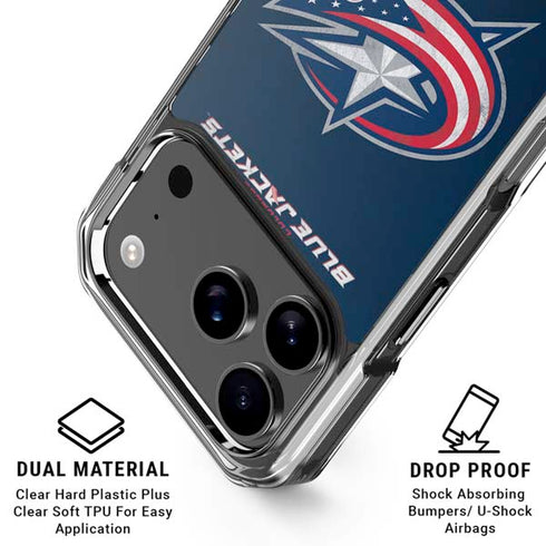 NHL Columbus Blue Jackets Distressed iPhone 18 Pro Clear Case