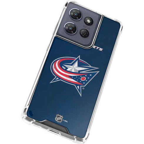 NHL Columbus Blue Jackets Distressed Moto G 5G (2025) Clear Case