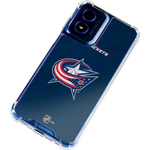 NHL Columbus Blue Jackets Distressed Moto G 5G (2024) Clear Case