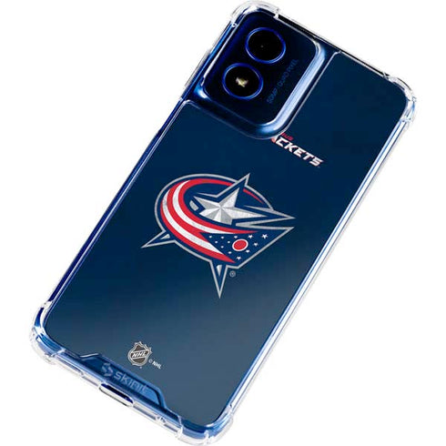 NHL Columbus Blue Jackets Distressed Moto G Play 4G (2024) Clear Case