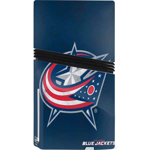 NHL Columbus Blue Jackets Distressed PS5 Pro Disk Bundle Skin