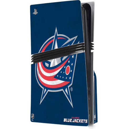 NHL Columbus Blue Jackets Distressed PS5 Pro Disk Console Skin