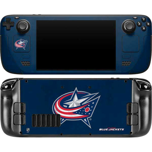 NHL Columbus Blue Jackets Distressed Steam Deck Handheld Gaming Computer OLED Skin