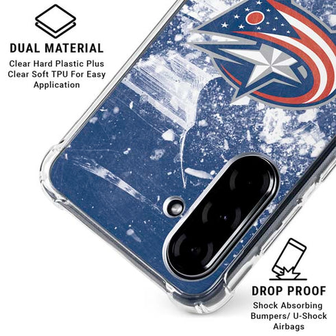 NHL Columbus Blue Jackets Frozen Galaxy A36 5G Clear Case