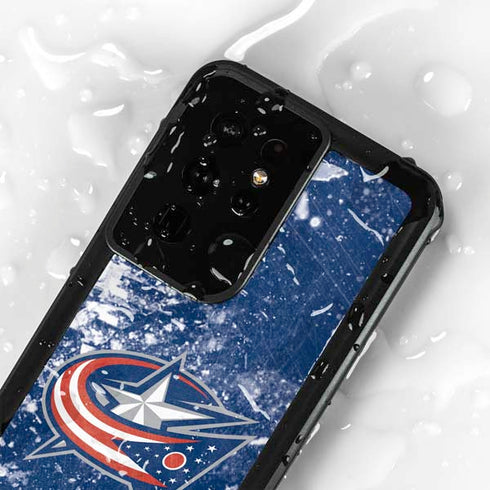 NHL Columbus Blue Jackets Frozen Galaxy S24 Ultra Waterproof Case