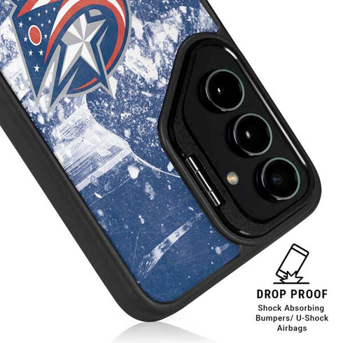 NHL Columbus Blue Jackets Frozen Galaxy S25 FE Kickstand Case
