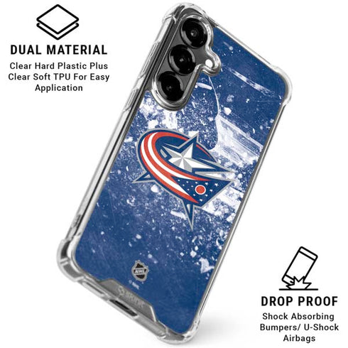 NHL Columbus Blue Jackets Frozen Galaxy S26 Clear Case
