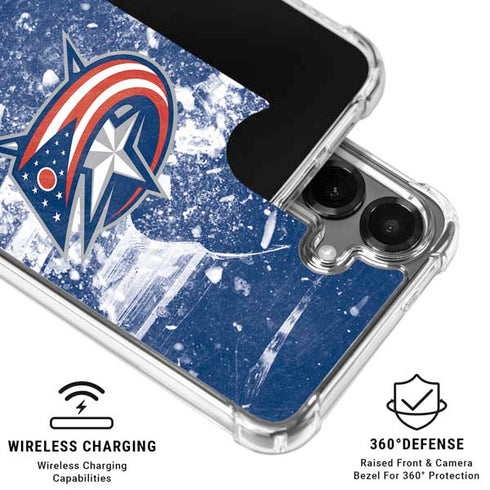 NHL Columbus Blue Jackets Frozen Galaxy S26 Plus Clear Case