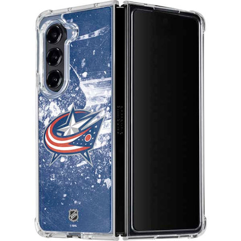 NHL Columbus Blue Jackets Frozen Galaxy Z Fold5 5G Clear Case