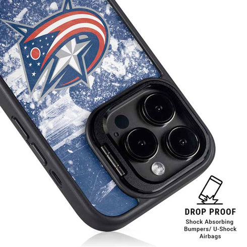 NHL Columbus Blue Jackets Frozen iPhone 13 Pro Kickstand Case