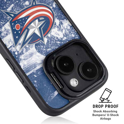 NHL Columbus Blue Jackets Frozen iPhone 15 Plus Kickstand Case