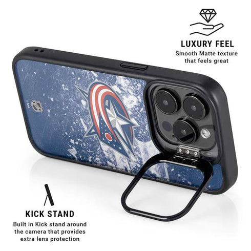 NHL Columbus Blue Jackets Frozen iPhone 15 Pro Max Kickstand Case