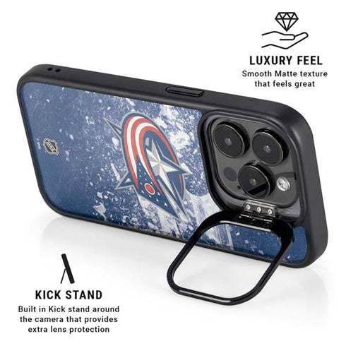 NHL Columbus Blue Jackets Frozen iPhone 16 Pro Max Kickstand Case