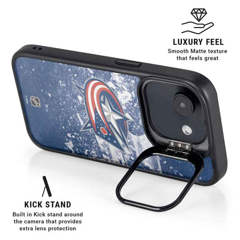 NHL Columbus Blue Jackets Frozen iPhone 16e Kickstand Case