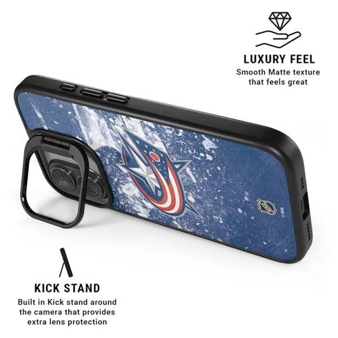 NHL Columbus Blue Jackets Frozen iPhone 17 Kickstand Case
