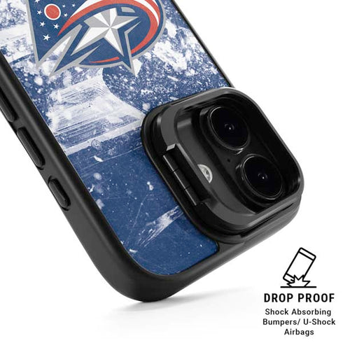 NHL Columbus Blue Jackets Frozen iPhone 17 Kickstand Case