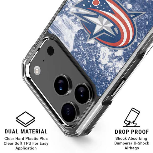 NHL Columbus Blue Jackets Frozen iPhone 17 Pro Clear Case