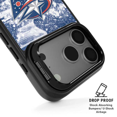 NHL Columbus Blue Jackets Frozen iPhone 17 Pro Kickstand Case