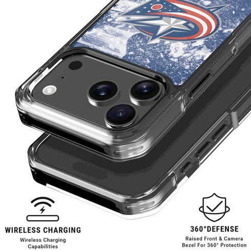 NHL Columbus Blue Jackets Frozen iPhone 17 Pro Max Clear Case