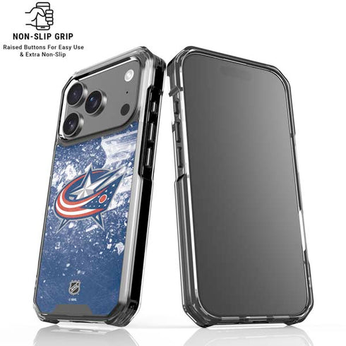 NHL Columbus Blue Jackets Frozen iPhone 18 Pro Clear Case