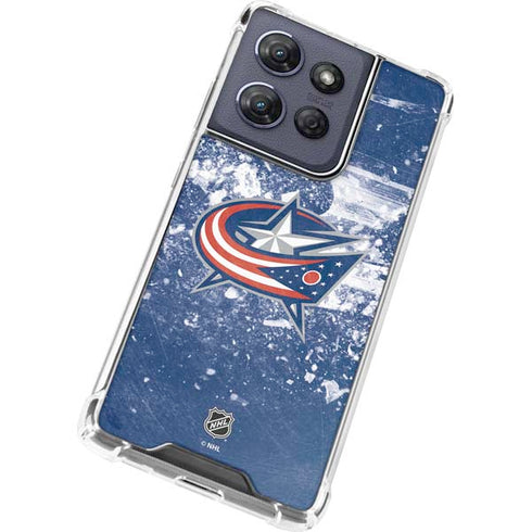 NHL Columbus Blue Jackets Frozen Moto G Play 5G (2025) Clear Case