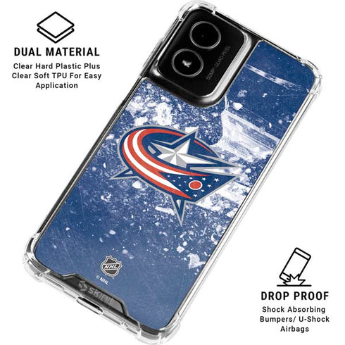 NHL Columbus Blue Jackets Frozen Moto G Power 5G (2024) Clear Case