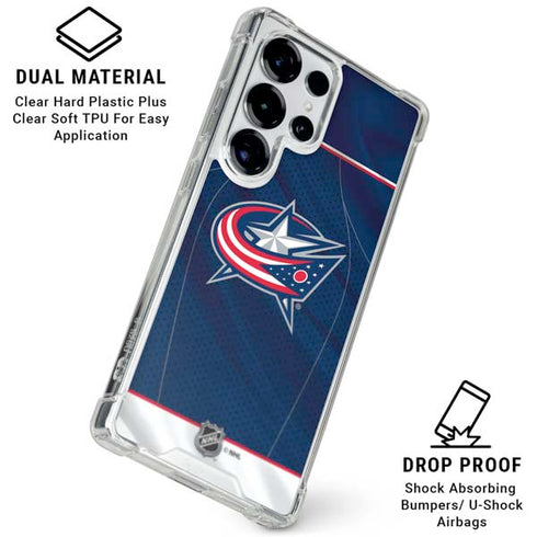 NHL Columbus Blue Jackets Jersey Galaxy S25 Ultra Clear Case