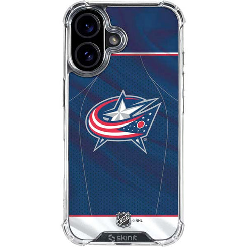 NHL Columbus Blue Jackets Jersey iPhone 16 Plus Clear Case