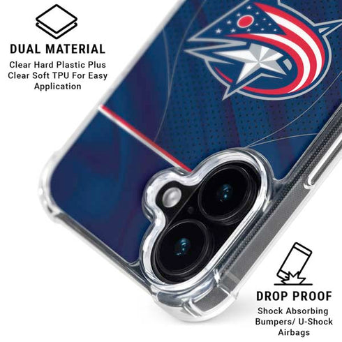 NHL Columbus Blue Jackets Jersey iPhone 16 Plus Clear Case