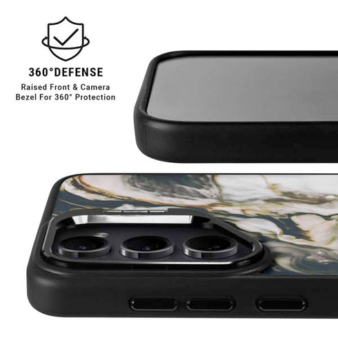 Copper and Black Marble Ink Galaxy S25 Kickstand Case